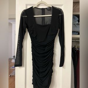 Stretch Black Mini Dress with Mesh